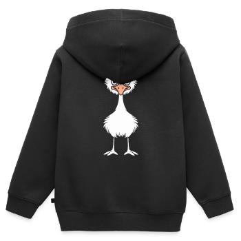 Strauß - Kinder Premium Organic Zip Hoodie - Schwarz - Hinten - AI Model Kid Male (0cm)