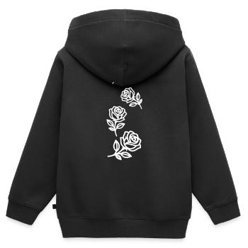 Roses Fleurs - Sweat Premium à capuche zippé enfant bio - noir - Dos - AI Model Kid Male (0cm)