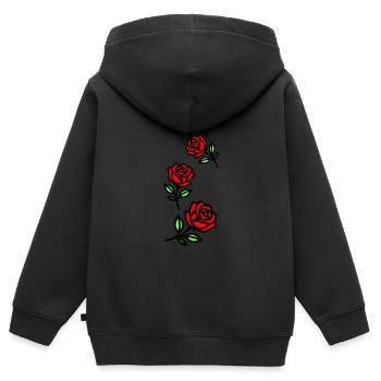 Roses Fleurs - Sweat Premium à capuche zippé enfant bio - noir - Dos - AI Model Kid Male (0cm)