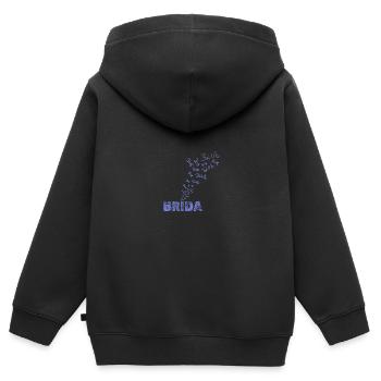 Brida - Kinder Premium Organic Zip Hoodie - Schwarz - Hinten - AI Model Kid Male (0cm)