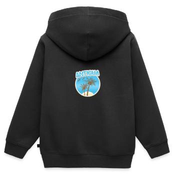 Urlaub Antigua - Kinder Premium Organic Zip Hoodie - Schwarz - Hinten - AI Model Kid Male (0cm)