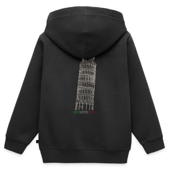 Tour penchée de Pise - Sweat Premium à capuche zippé enfant bio - noir - Dos - AI Model Kid Male (0cm)