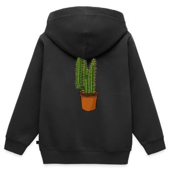 Kaktus - Kinder Premium Organic Zip Hoodie - Schwarz - Hinten - AI Model Kid Male (0cm)