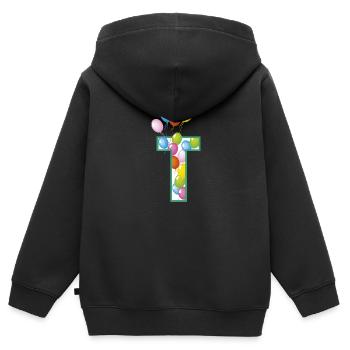 T Ballons - Kinder Premium Organic Zip Hoodie - Schwarz - Hinten - AI Model Kid Male (0cm)