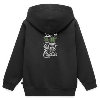 Kakteen Garten Piksig - Kinder Premium Organic Zip Hoodie - Schwarz - Hinten - AI Model Kid Male (0cm)