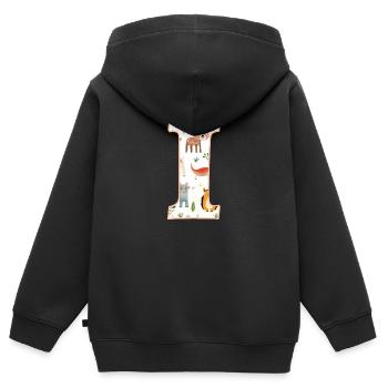 Buchstabe I, Monogramm, Tiermuster - Kinder Premium Organic Zip Hoodie - Schwarz - Hinten - AI Model Kid Male (0cm)