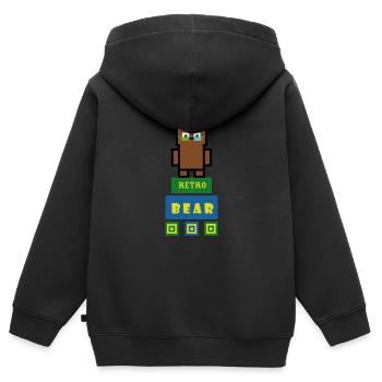 Braunbär im Retrostyle - Kinder Premium Organic Zip Hoodie - Schwarz - Hinten - AI Model Kid Male (0cm)