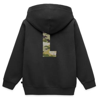 Tarnbuchstabe L - Kinder Premium Organic Zip Hoodie - Schwarz - Hinten - AI Model Kid Male (0cm)