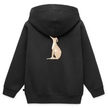Brindle lévrier - Sweat Premium à capuche zippé enfant bio - noir - Dos - AI Model Kid Male (0cm)