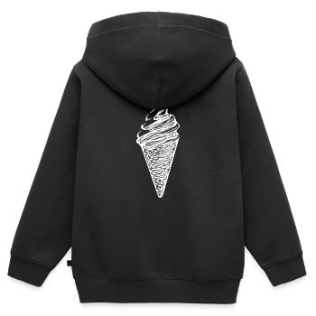 Cooles Softeis in Waffel - Kinder Premium Organic Zip Hoodie - Schwarz - Hinten - AI Model Kid Male (0cm)