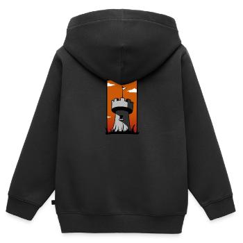Medieval tower with sunset - Kids Premium Organic Zip-up Hoodie - black - Back - AI Model Kid Male (0cm)