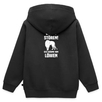 Löwe Löwen - Kinder Premium Organic Zip Hoodie - Schwarz - Hinten - AI Model Kid Male (0cm)