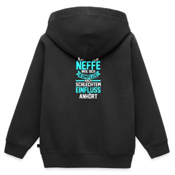 Neffe - Kinder Premium Organic Zip Hoodie - Schwarz - Hinten - AI Model Kid Male (0cm)