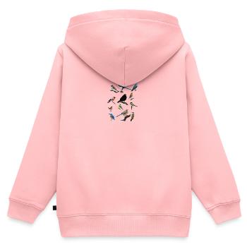 Gartenvögel Vogel Zeichnung Amsel Blaumeise Gimpel - Kinder Premium Organic Zip Hoodie - Rosa - Hinten - AI Model Kid Female (0cm)