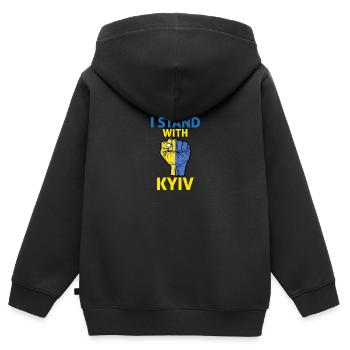 Ich unterstütze Kiewdie ukrainische Hauptstadt Kiew Ukranisch - Kinder Premium Organic Zip Hoodie - Schwarz - Hinten - AI Model Kid Male (0cm)