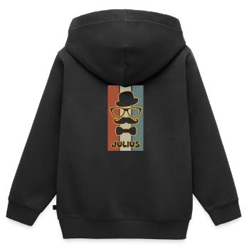 Name Julius - Kinder Premium Organic Zip Hoodie - Schwarz - Hinten - AI Model Kid Male (0cm)