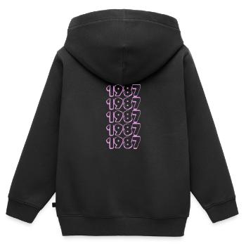 1987 - Kinder Premium Organic Zip Hoodie - Schwarz - Hinten - AI Model Kid Male (0cm)