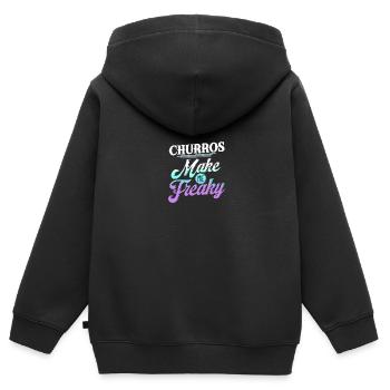 Les churros me rendent bizarre style amusant - Sweat Premium à capuche zippé enfant bio - noir - Dos - AI Model Kid Male (0cm)