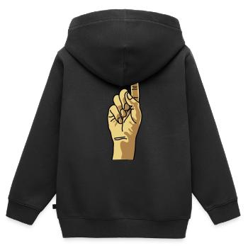 zeigefinger - Kinder Premium Organic Zip Hoodie - Schwarz - Hinten - AI Model Kid Male (0cm)