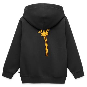 Drôle Long Cou Girafe Cool Animaux mignons - Sweat Premium à capuche zippé enfant bio - noir - Dos - AI Model Kid Male (0cm)