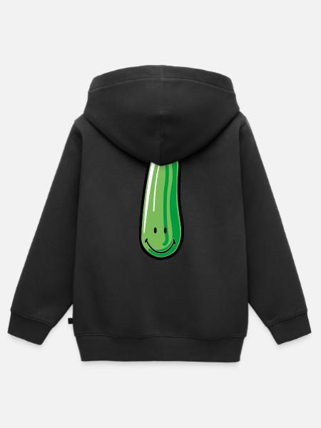Smiley Cucumber - Kinder Premium Organic Zip Hoodie - Schwarz