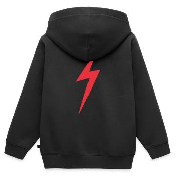 Roter Blitz Blitzschlag Comic Stil Elektrisch - Kinder Premium Organic Zip Hoodie - Schwarz - Hinten - AI Model Kid Male (0cm)