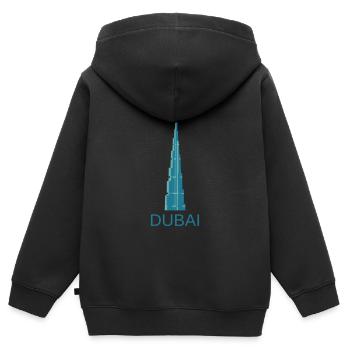 Dubaï - Sweat Premium à capuche zippé enfant bio - noir - Dos - AI Model Kid Male (0cm)