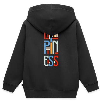 Glücklich Positiv Geld - Kinder Premium Organic Zip Hoodie - Schwarz - Hinten - AI Model Kid Male (0cm)