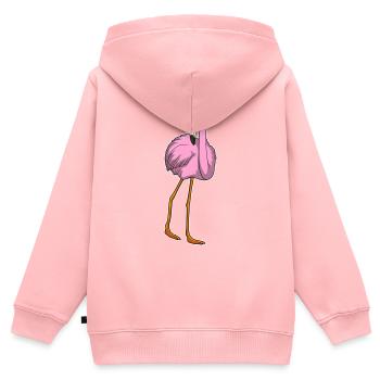 Bandana flamant rose - Sweat Premium à capuche zippé enfant bio - rose - Dos - AI Model Kid Female (0cm)