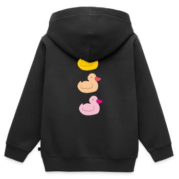 Canetons colorés - Sweat Premium à capuche zippé enfant bio - noir - Dos - AI Model Kid Male (0cm)