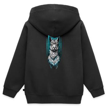 Entzückendes Lama - Kinder Premium Organic Zip Hoodie - Schwarz - Hinten - AI Model Kid Male (0cm)