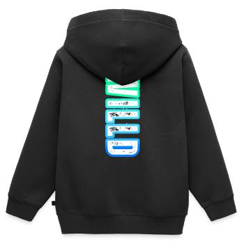 wILLd – Neon-Style und starker Wille - Kinder Premium Organic Zip Hoodie - Schwarz - Hinten - AI Model Kid Male (0cm)