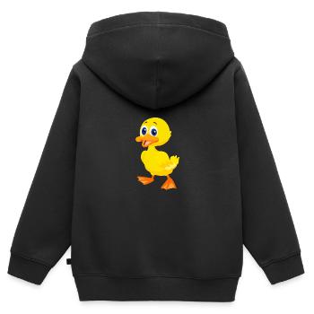 Cadeau canard jaune canard - Sweat Premium à capuche zippé enfant bio - noir - Dos - AI Model Kid Male (0cm)