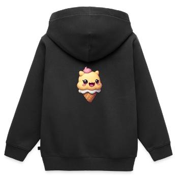 Lächelnde Eiskreation - Kinder Premium Organic Zip Hoodie - Schwarz - Hinten - AI Model Kid Male (0cm)
