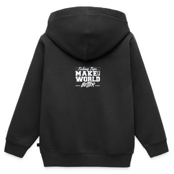 Angelausflüge machen die Welt besser - Kinder Premium Organic Zip Hoodie - Schwarz - Hinten - AI Model Kid Male (0cm)