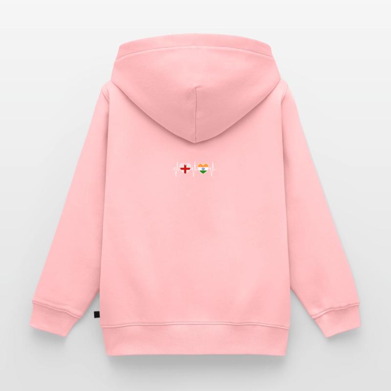 Drapeaux de l’Angleterre et de l’Inde drapeau de l’Inde Sweat Premium à capuche zippé enfant bio