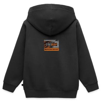 Je suis en situation avec les séances de méditation - Sweat Premium à capuche zippé enfant bio - noir - Dos - AI Model Kid Male (0cm)