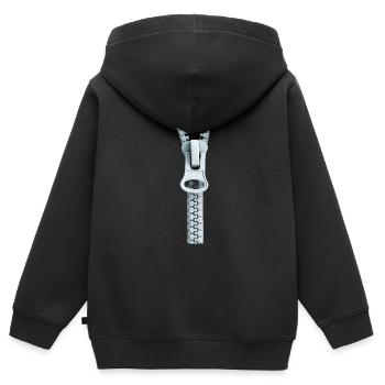OPEN? - Kids Premium Organic Zip-up Hoodie - black - Back - AI Model Kid Male (0cm)