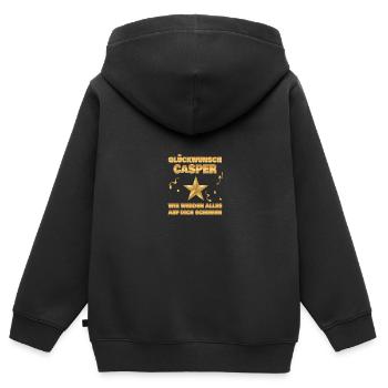 Kollegin Casper - Kinder Premium Organic Zip Hoodie - Schwarz - Hinten - AI Model Kid Male (0cm)