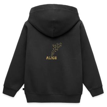 Cadeau pour Alice - Sweat Premium à capuche zippé enfant bio - noir - Dos - AI Model Kid Male (0cm)