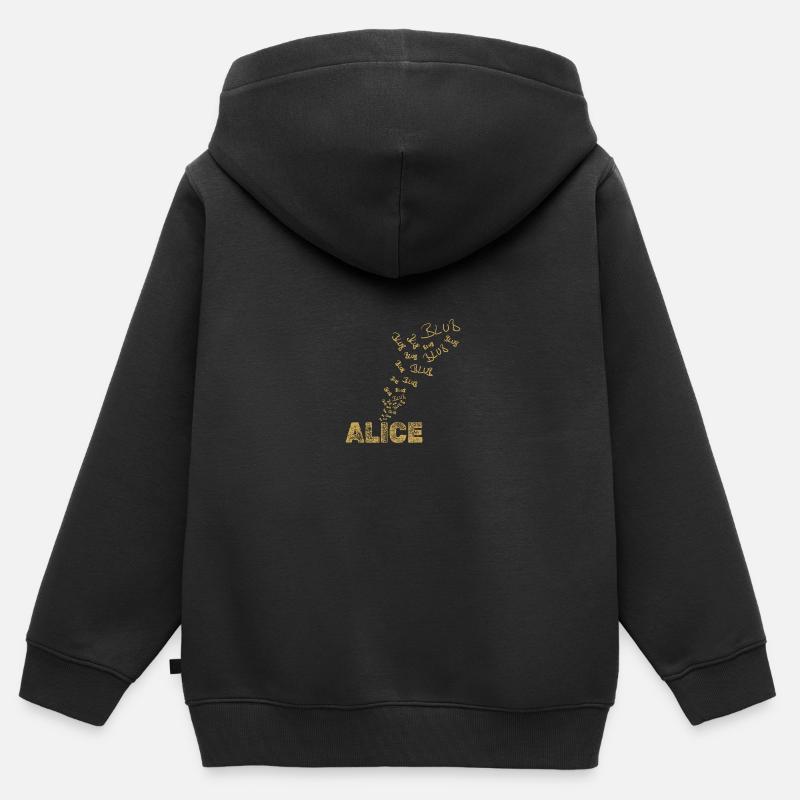 Regalo per Alice - Felpa Premium con cappuccio con zip bambino bio - nero