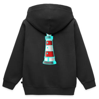 Lighthouse Nautical Seafaring Maritim Xmas - Kids Premium Organic Zip-up Hoodie - black - Back - AI Model Kid Male (0cm)