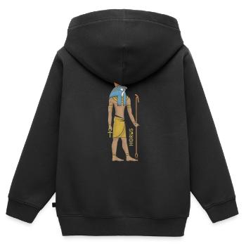 Horus Dieu Guerrier égyptien - Sweat Premium à capuche zippé enfant bio - noir - Dos - AI Model Kid Male (0cm)
