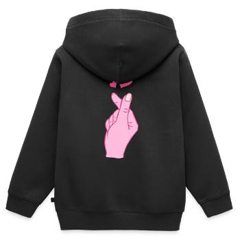 Finger Heart Korean Pop Music Hand Symbol - Kinder Premium Organic Zip Hoodie - Schwarz - Hinten - AI Model Kid Male (0cm)