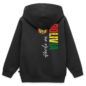 Hergestellt in Bolivien, bolivianischer Stolz - Kinder Premium Organic Zip Hoodie - Schwarz - Hinten - AI Model Kid Male (0cm)
