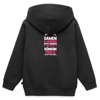 Name Paula - Kinder Premium Organic Zip Hoodie - Schwarz - Hinten - AI Model Kid Male (0cm)