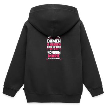 Marie - Kinder Premium Organic Zip Hoodie - Schwarz - Hinten - AI Model Kid Male (0cm)