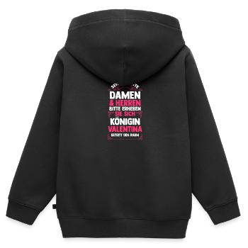 Valentina - Kinder Premium Organic Zip Hoodie - Schwarz - Hinten - AI Model Kid Male (0cm)