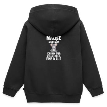 Mäuse sind süß ich bin süß also bin ich ein Mäuse - Kinder Premium Organic Zip Hoodie - Schwarz - Hinten - AI Model Kid Male (0cm)