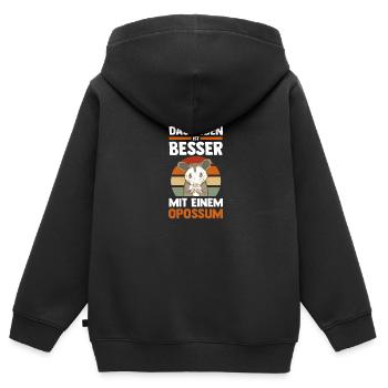 Opossum - Kinder Premium Organic Zip Hoodie - Schwarz - Hinten - AI Model Kid Male (0cm)